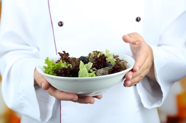 chef preparing fresh salad